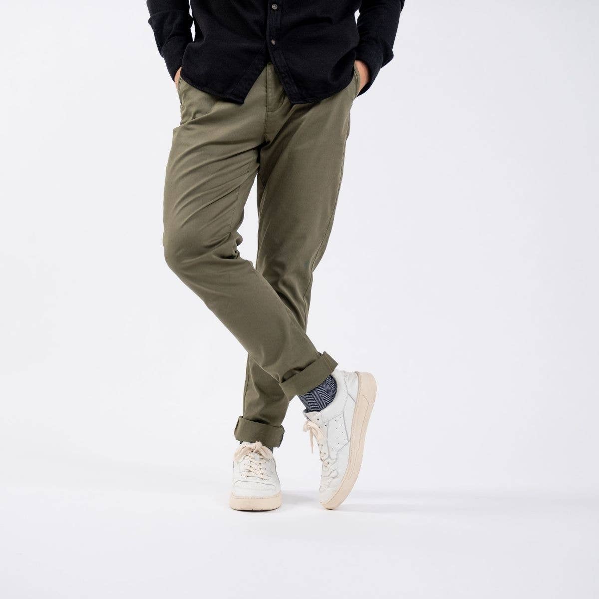 Pantaloni chino kaki in cotone BCI