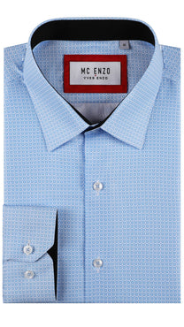 Camicia azzurra a micro fantasia comfort