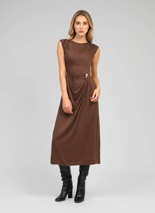 Abito midi aderente Maleony marrone