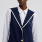 Abito maxi doppiopetto senza maniche blu navy