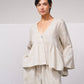 Blusa ampia in lino con scollo a V