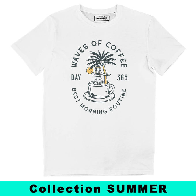 T-shirt estiva Waves Of Coffee con grafica