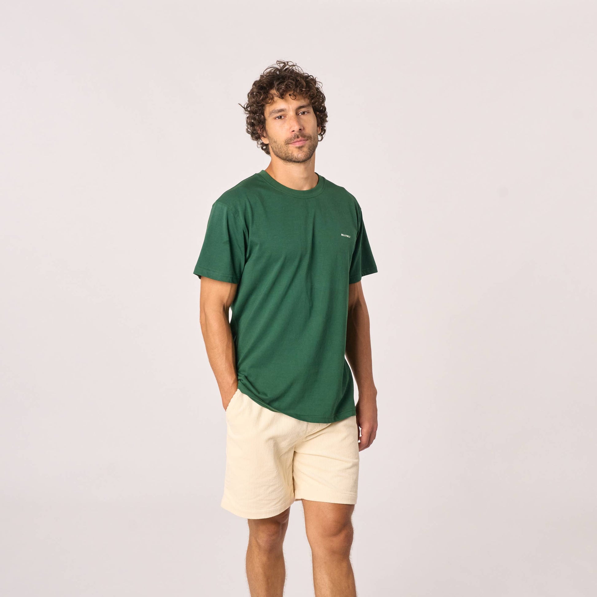 T-shirt in cotone biologico verde con stampa piranha