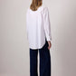 Camicia oversize in popeline bianco con colletto e polsini in paillettes
