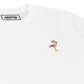 T-shirt bianca con ricamo fenicottero rosa in cotone biologico