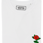 T-shirt bianca con rosa ricamata in cotone biologico