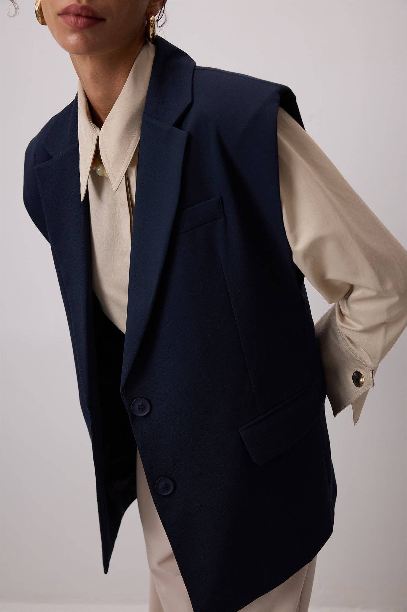 Blazer imbottito asimmetrico blu navy