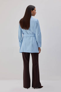 Camicia lunga in popeline con cintura