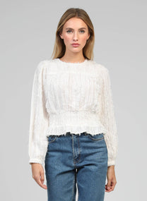 Camicia Salvana bianca in jacquard a piume