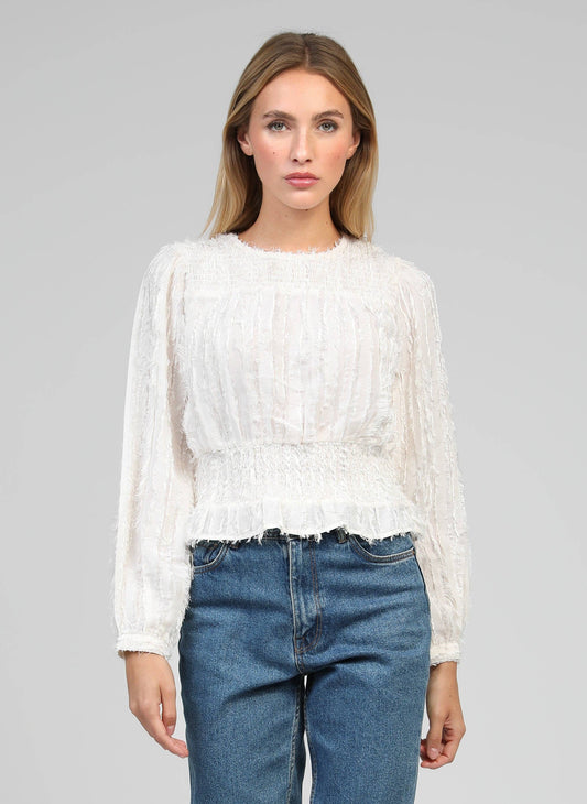 Camicia Salvana bianca in jacquard a piume