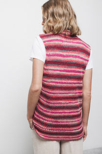 Gilet in maglia a righe multicolor