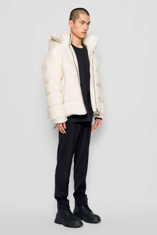Piumino Eco Shearling con Cappuccio Rimovibile