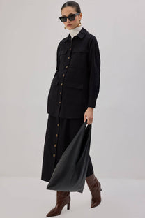 Camicia overshirt in gabardine con tasche cargo