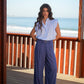 Pantaloni palazzo in lino e rayon