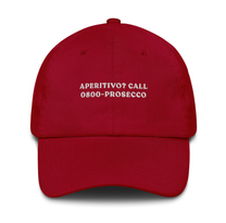 Cappellino da baseball ricamato “Aperitivo? Call Prosecco”