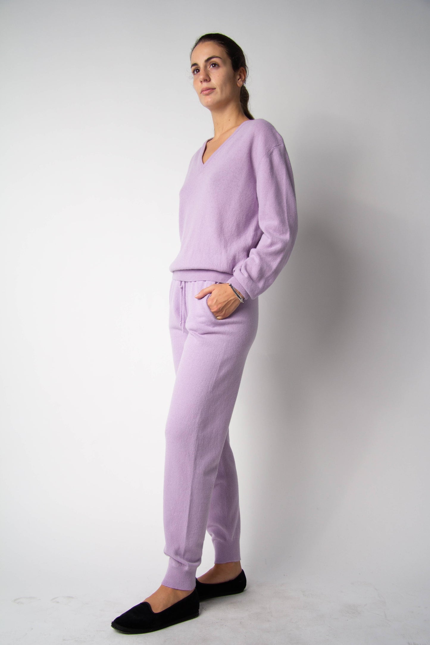 Maglione scollo a V in misto cashmere
