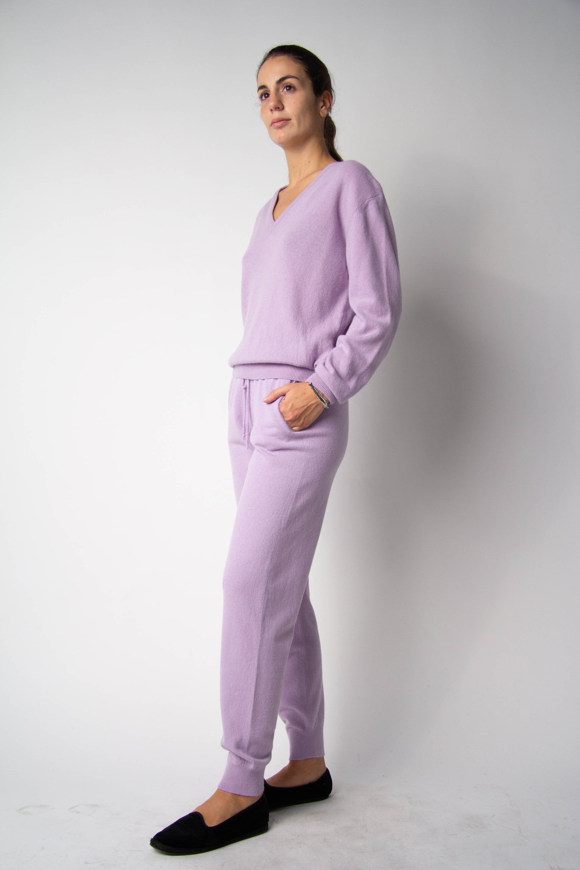 Maglione scollo a V in misto cashmere