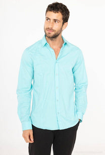 Camicia slim fit stretch azzurra da uomo