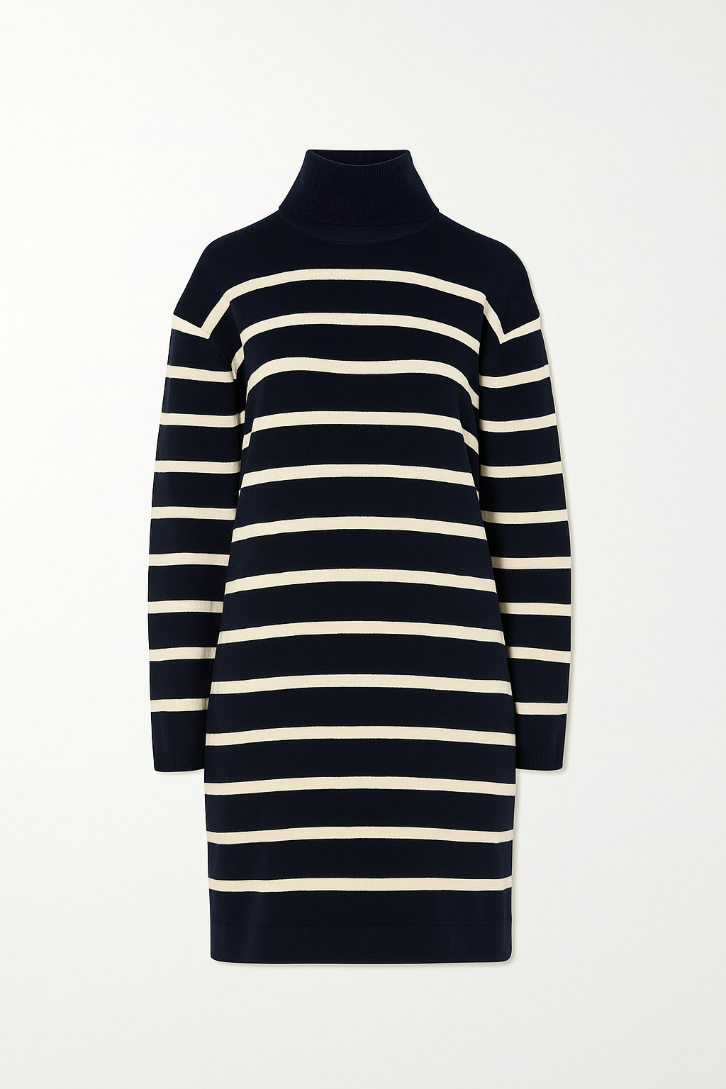 Abito in maglia a righe con collo alto