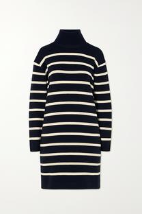 Abito in maglia a righe con collo alto
