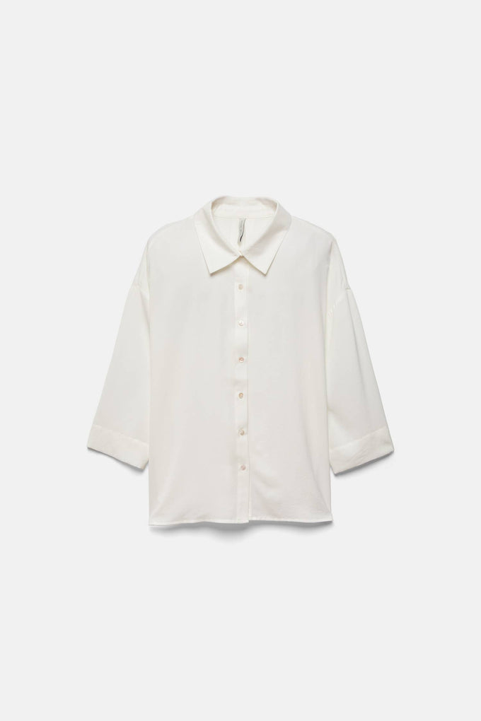 Blusa oversize tinta unita con colletto classico