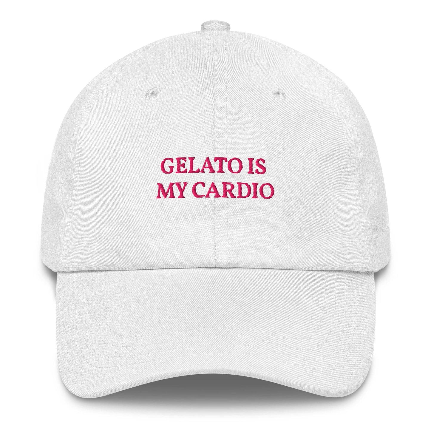 Cappellino da baseball con ricamo “Gelato is my cardio”