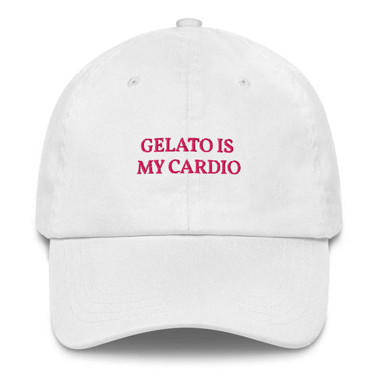 Cappellino da baseball con ricamo “Gelato is my cardio”