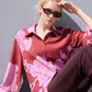 Camicia oversize in satin con stampa floreale