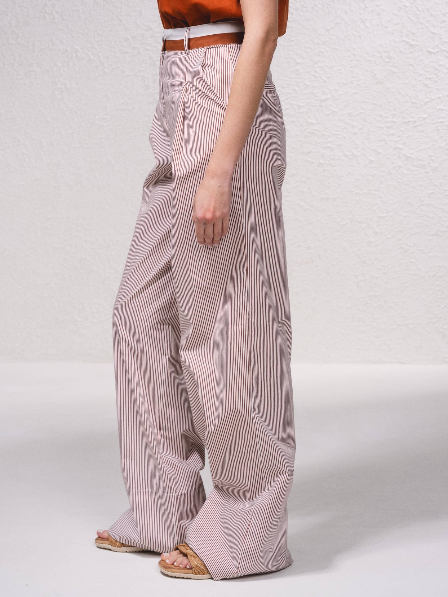 Pantaloni palazzo a righe in cotone