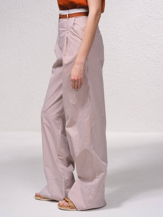 Pantaloni palazzo a righe in cotone