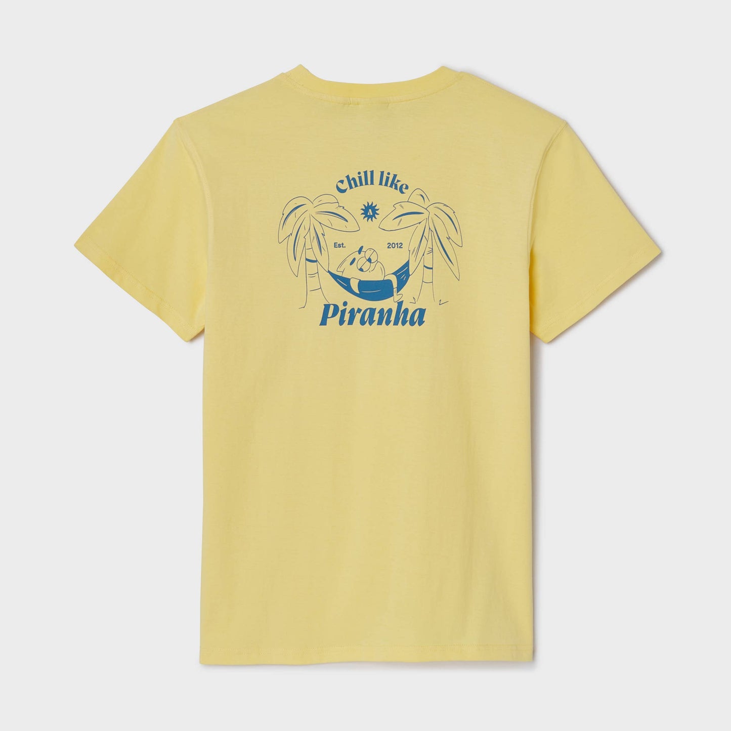 T-shirt gialla in cotone biologico con stampa Piranha