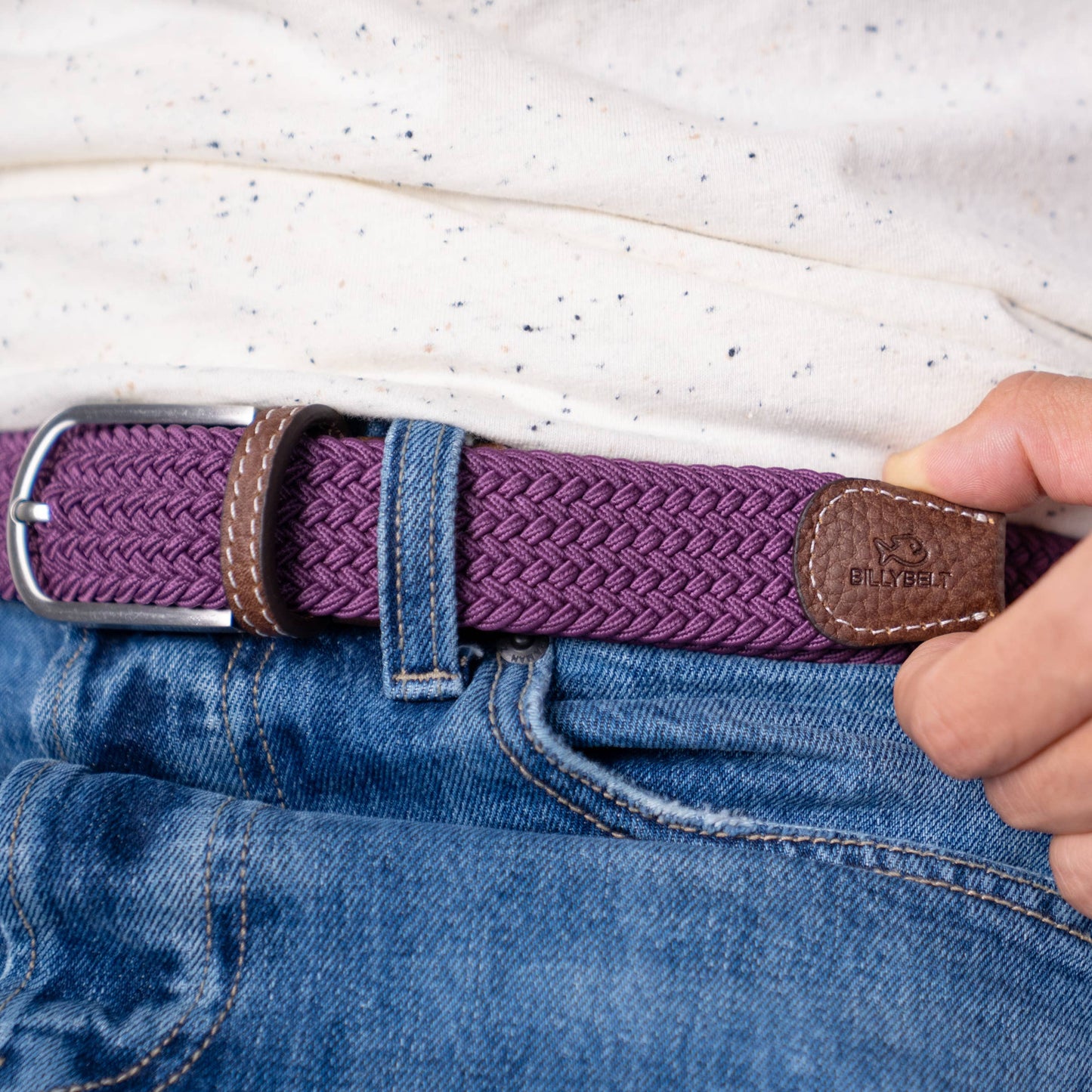 Cintura elastica intrecciata color prugna