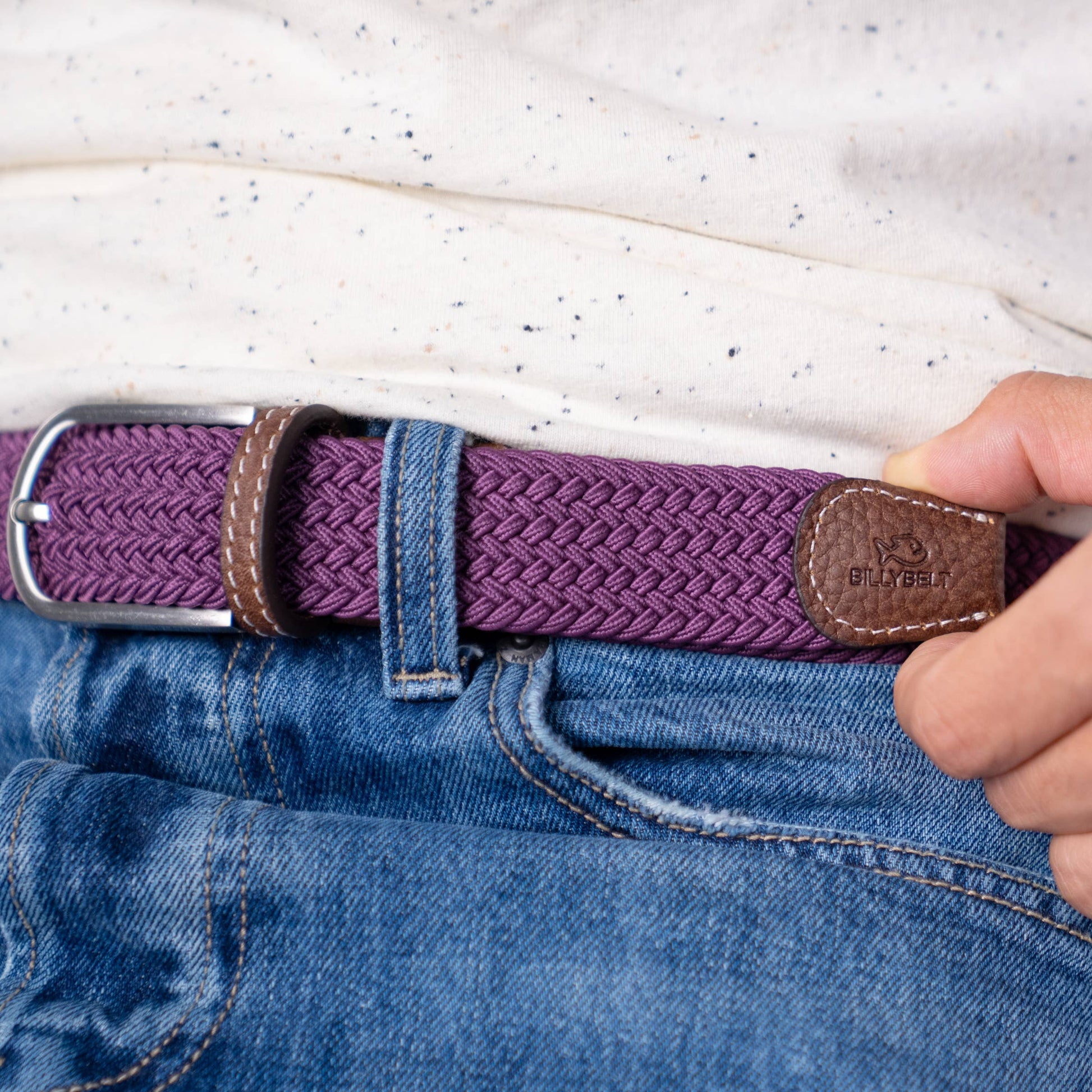 Cintura elastica intrecciata color prugna