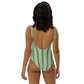 Costume intero a righe verde oliva