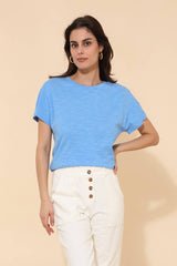 T-shirt TIA in cotone con bottoni sulla spalla sinistra