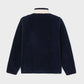 Giacca sherpa unisex con zip bicolore blu navy e verde