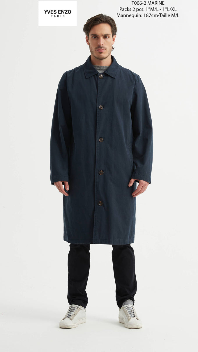 Trench chic blu marino da uomo