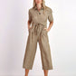 Tuta jumpsuit in viscosa e lino con cintura