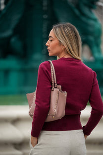 Maglia jacquard in lana girocollo