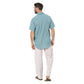 Camicia estiva uomo in cotone a manica corta turchese