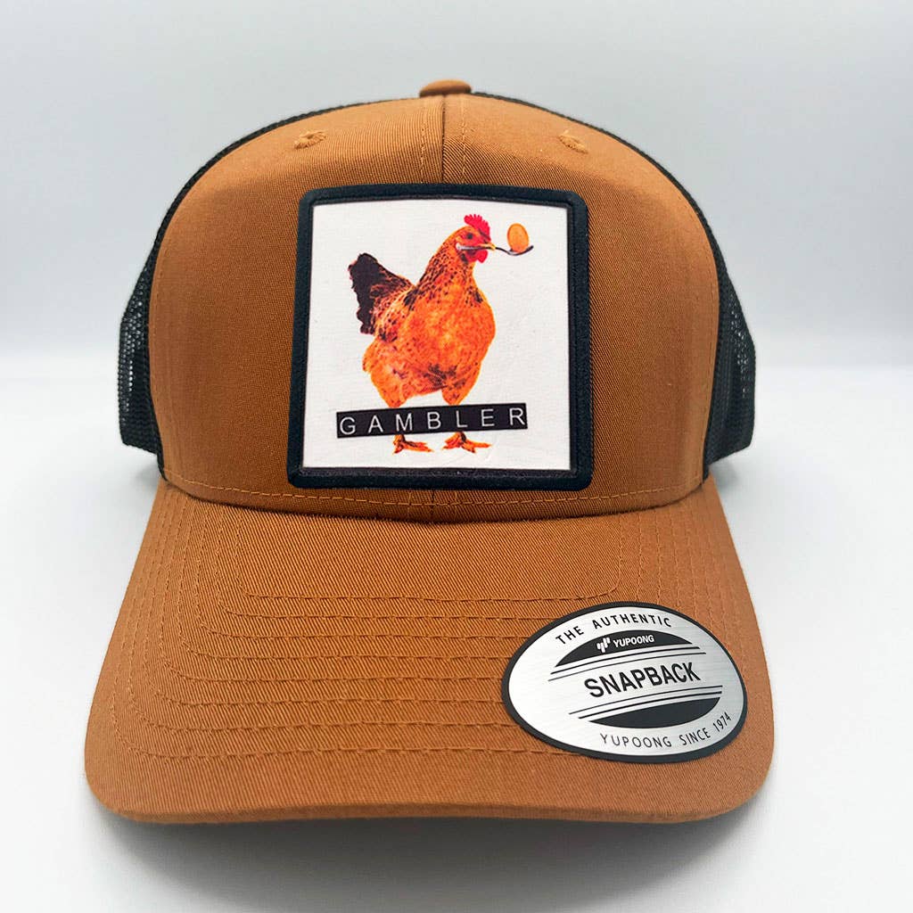 Berretto trucker regolabile con patch gallina