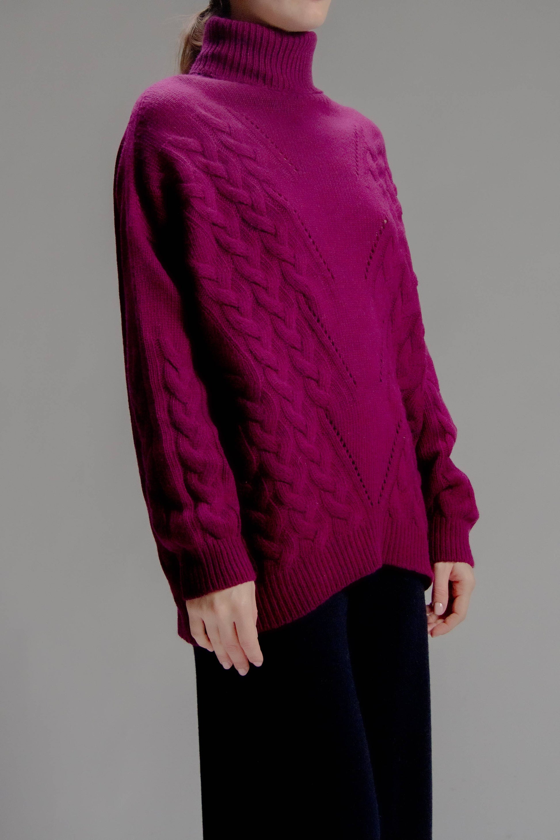 Maglione dolcevita oversize in misto cashmere 3D Knit