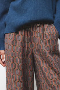 Pantaloni a gamba larga con stampa geometrica e coulisse