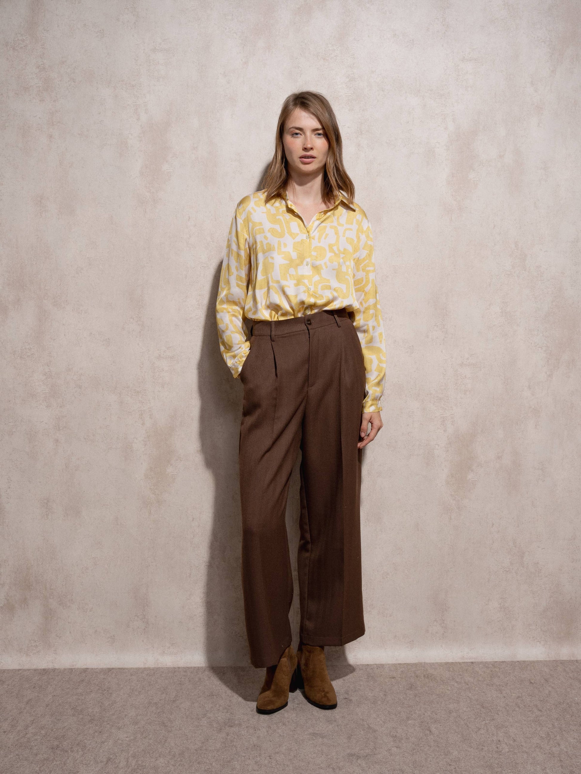Pantaloni palazzo eleganti a vita alta