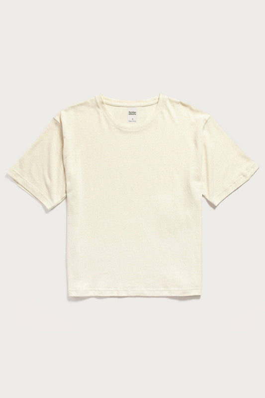 T-shirt boxy in canapa e cotone biologico color avorio