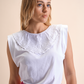 T-shirt donna bianca con colletto ricamato
