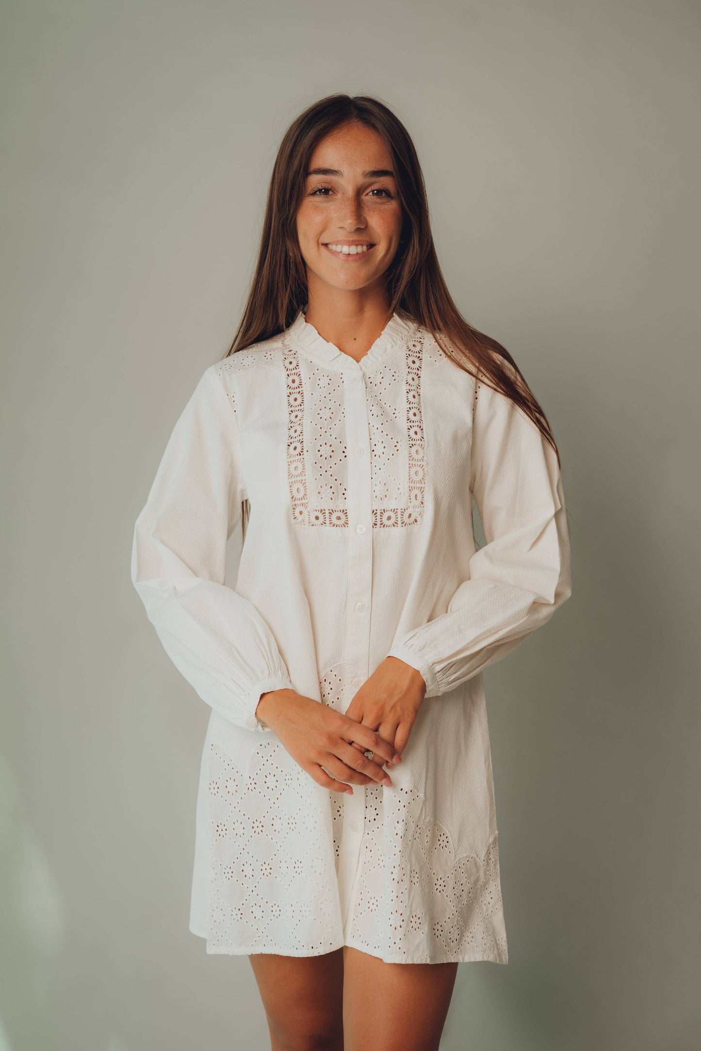 Vestito midi floreale con maniche a sbuffo