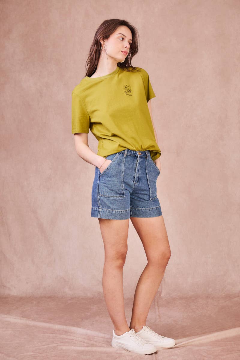 Shorts in denim a vita alta con tasche utility