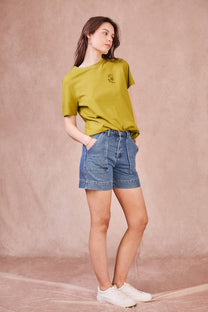 Shorts in denim a vita alta con tasche utility