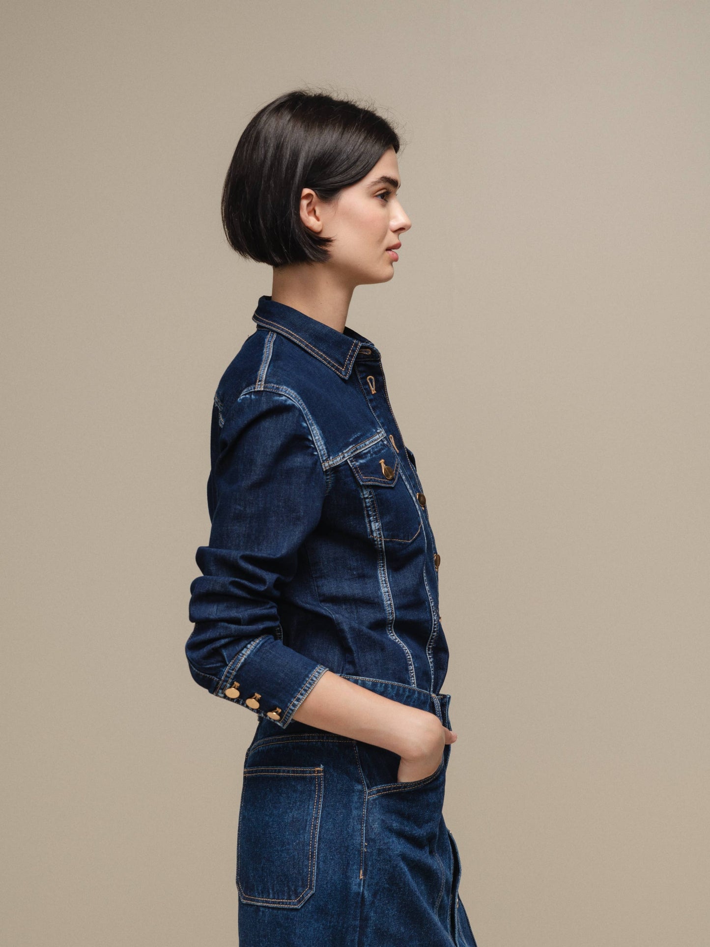 Abito chemisier in denim da donna